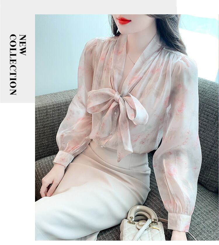 【tops】リボン付きシャツトップス　M18480