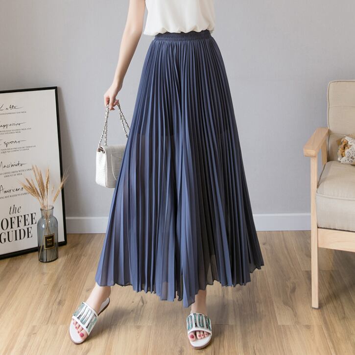 【bottoms】絶対欲しいシンプルカジュアル無地合わせやすいハイウエスト九分丈ガウチョパンツF0066