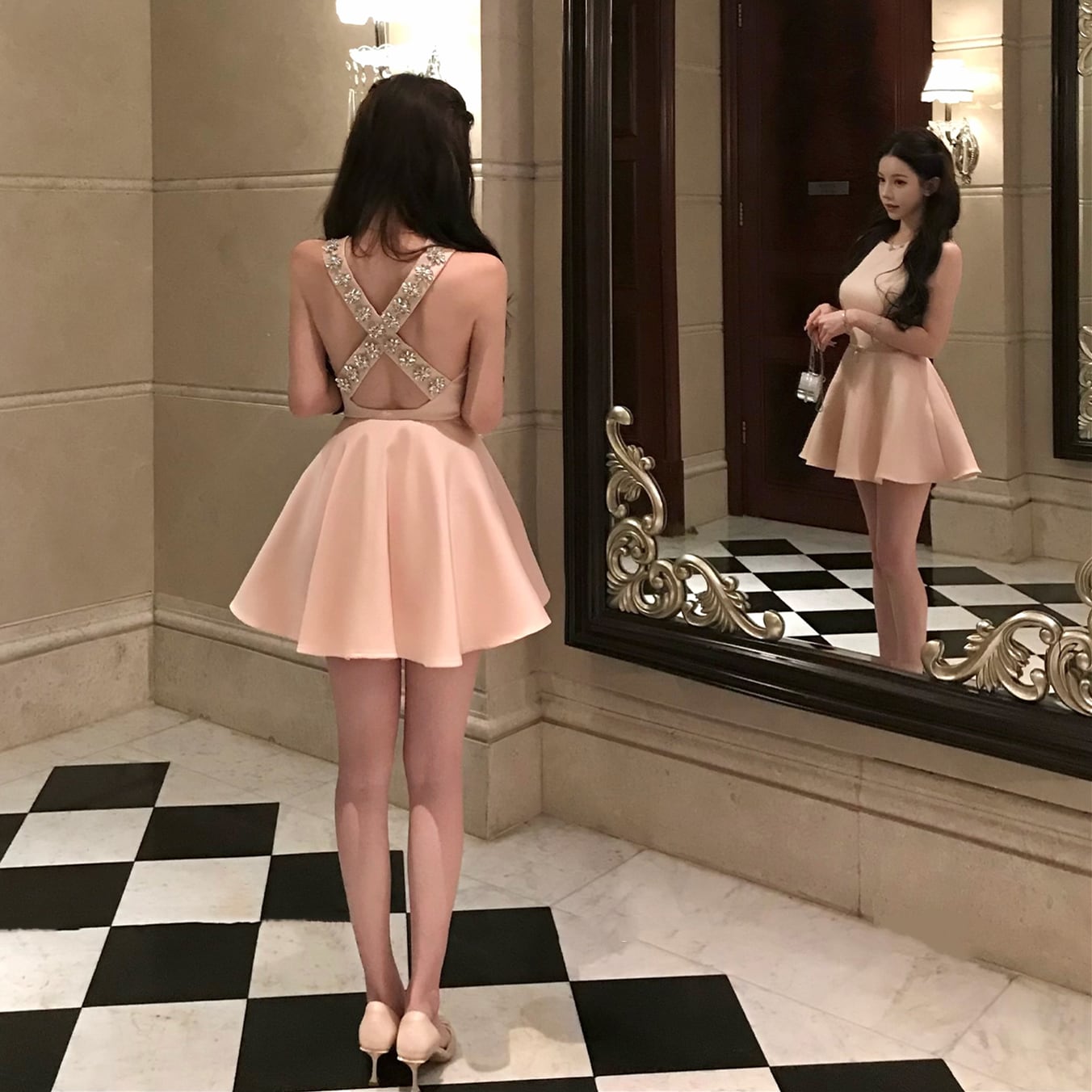 【dress】ビジューミニワンピース　N3525