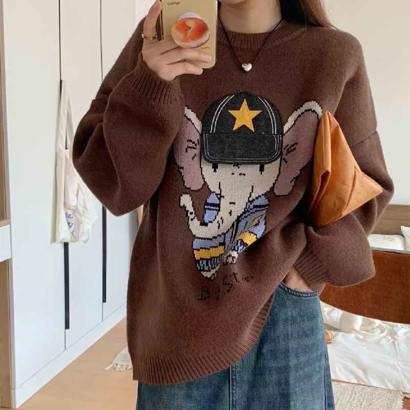 【tops】クルーネックニットセーター　M18557