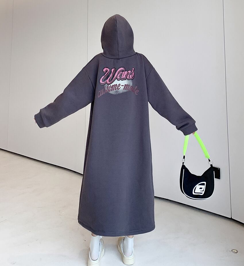 【dress】裹起毛パーカーワンピース　M18579