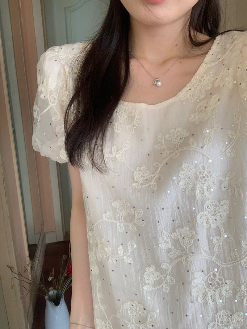 【dress】ジャカード刺繍ワンピース　M24731