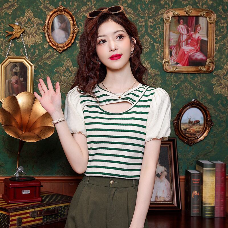 【tops】ストライプ柄TシャツG20923