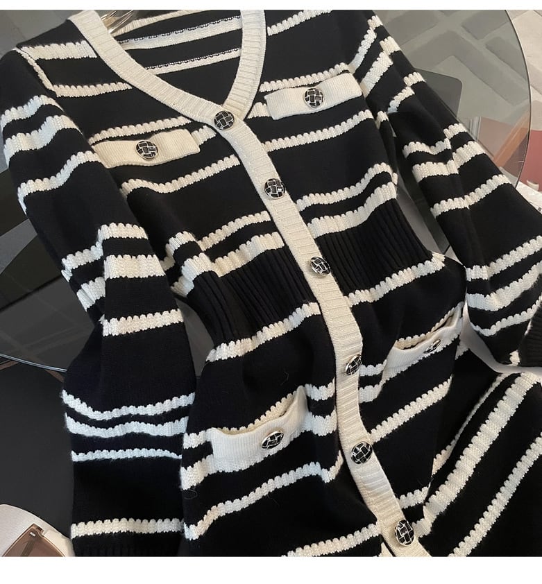 【dress】ボーダー柄ニットワンピース　M25353