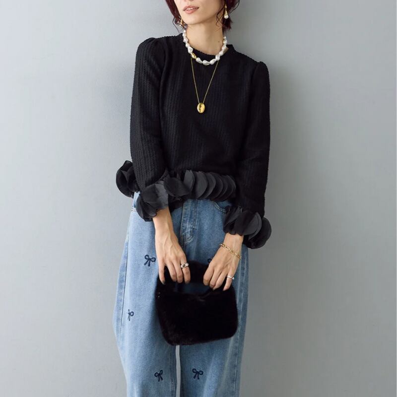【set】ドッキングトップス×デニムパンツセット　M28016