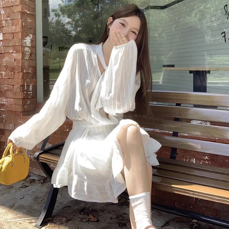 【dress】イレヘムフレアワンピース Q8095