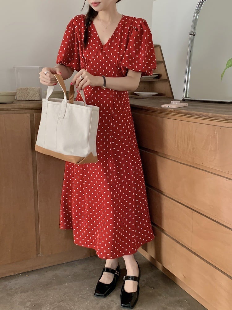 【dress】ドット柄ワンピース　M24778