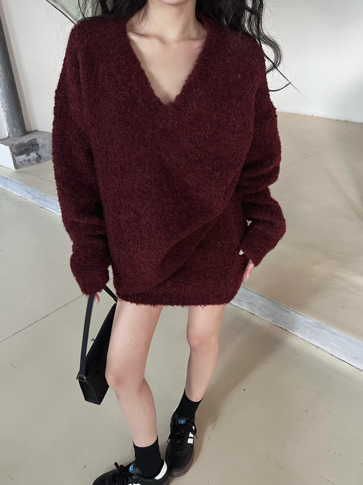 【set】Ⅴネックニットトップス×ミニスカートセット　N2784
