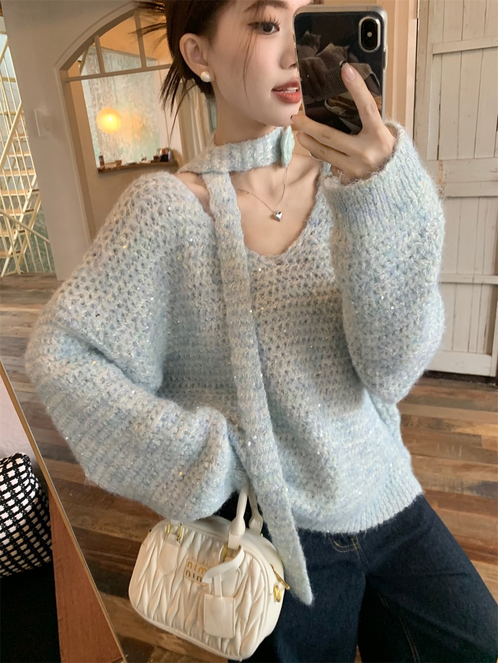 【tops】スパンコールニットセーター　M26024