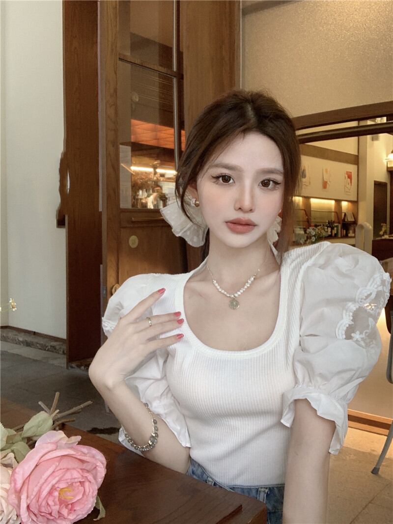 【tops】レース切り替えTシャツG20987