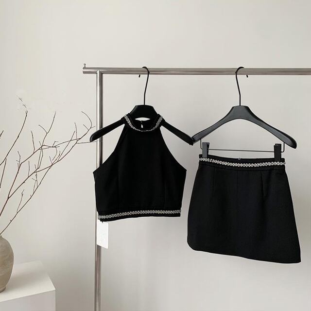 【set】ファスナーＴシャツ+スカート2点セットF7280