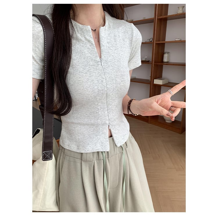 【tops】ファスナーTシャツ　M25069