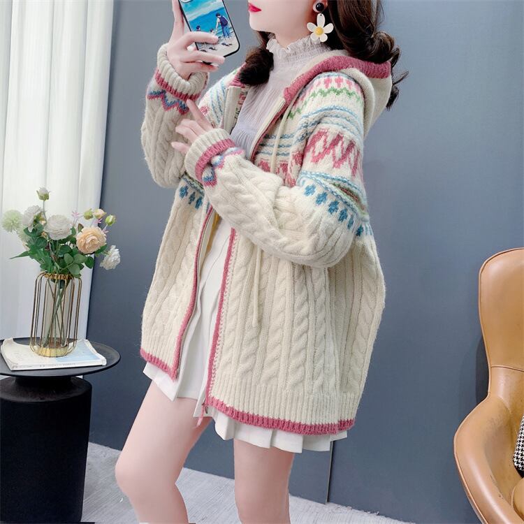 【outer】ジャカードニットカーデ　M28704