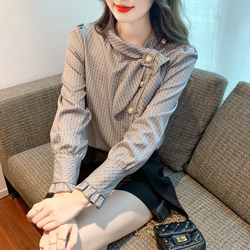 【tops】チェック柄シャツトップス　M25345