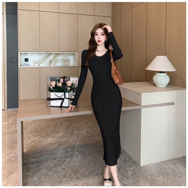 【dress】スリットニットワンピース　M18816