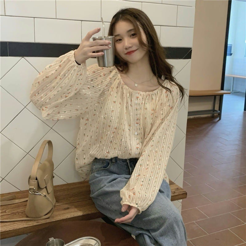 【tops】花柄シャツトップス　M25056