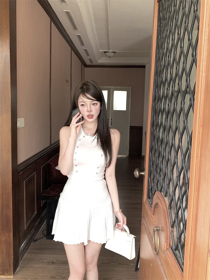 【dress】ノースリーブプリーツミニワンピース　M29821