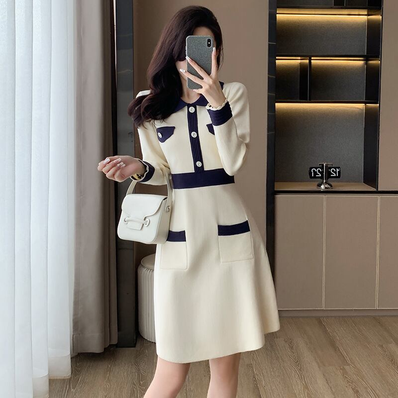 【dress】気質溢れる エレガントニットワンピース　M17475