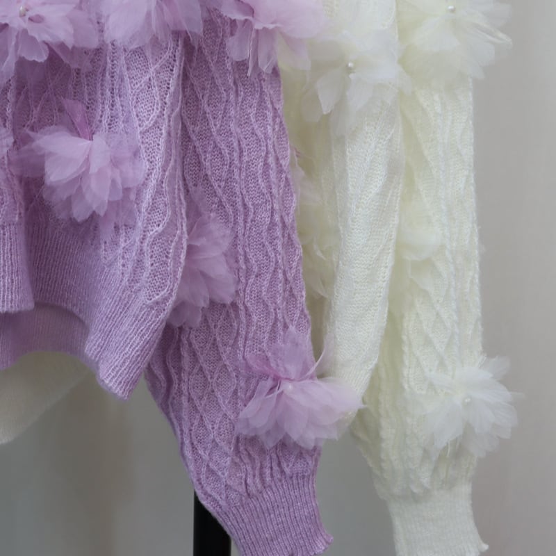 【tops】立体フラワーニットセーター　M26095