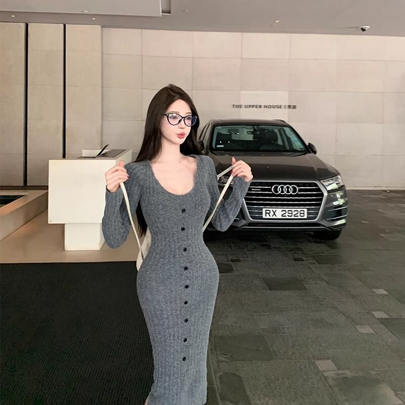 【dress】ニットワンピース Q7355