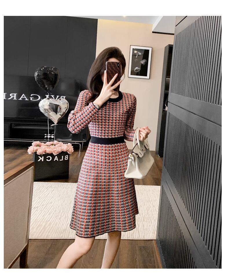 【dress】おすすめエレガントジャカードニットワンピース　M17516