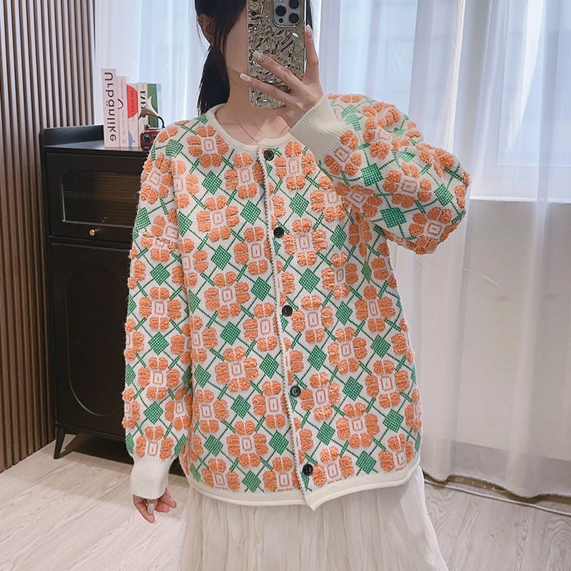 【outer】ジャカードニットカーデ　M25871