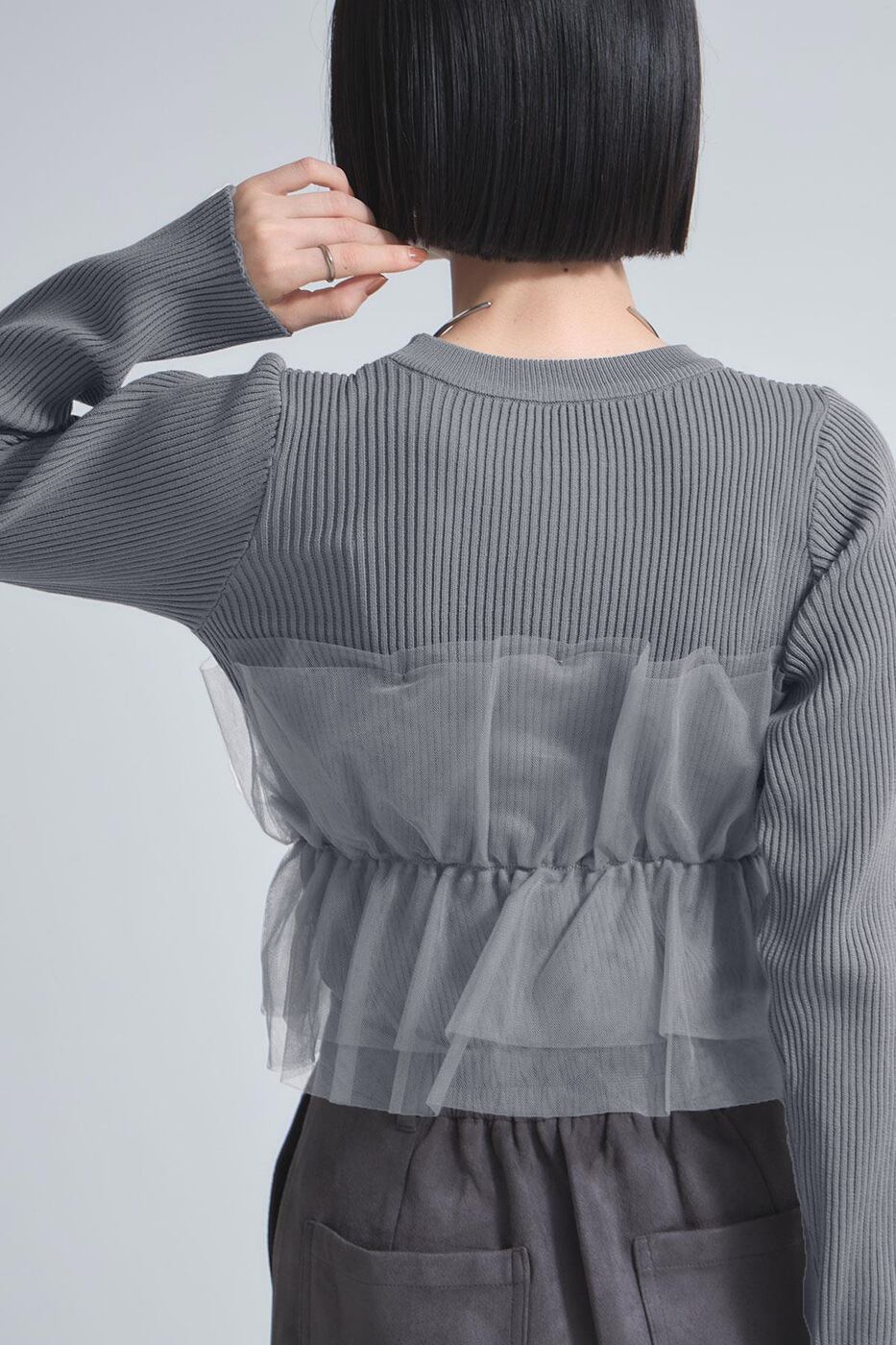 【tops】チュールドッキングニットトップス　M28014