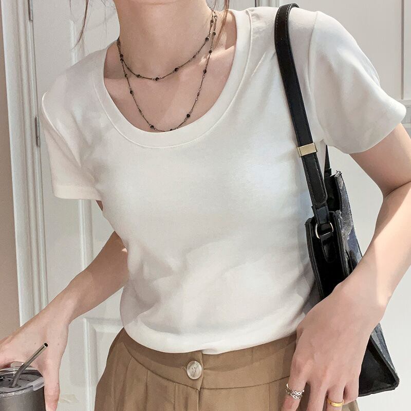 【tops】3色UネックＴシャツF7501