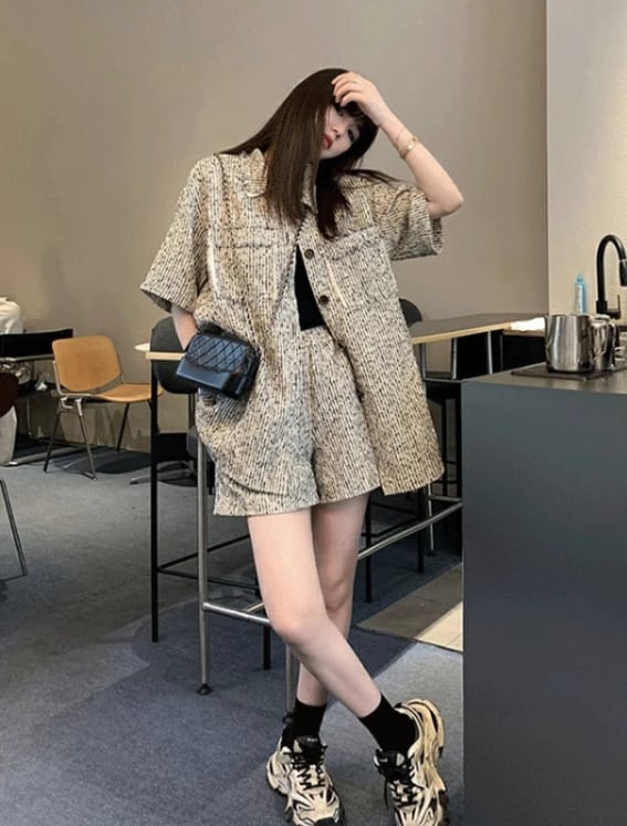 【set】トップス+ショートパンツ夏２点セットG19986