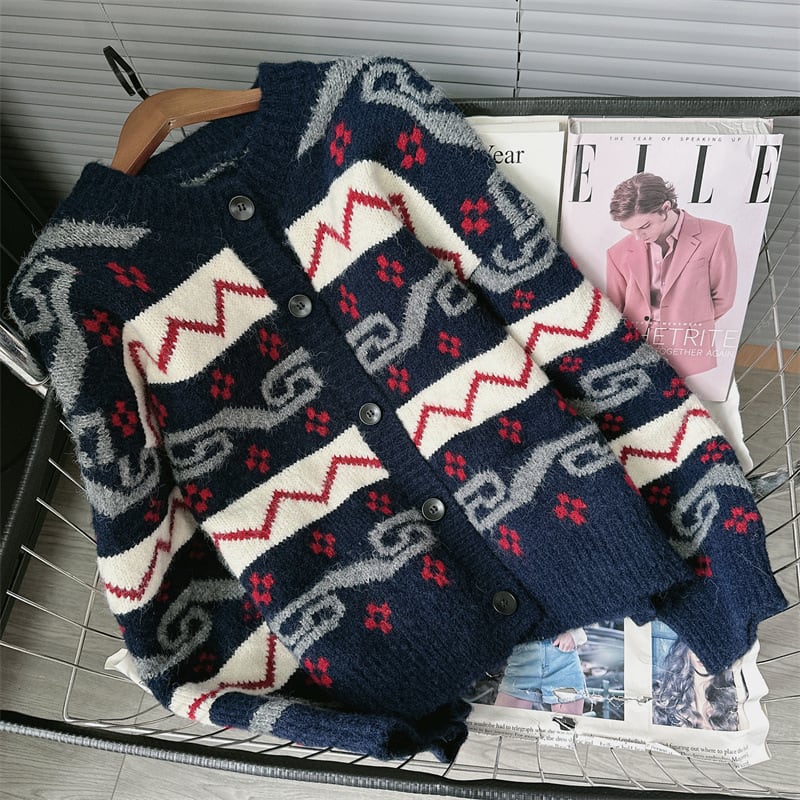 【outer】ジャカードニットカーデ　M28136