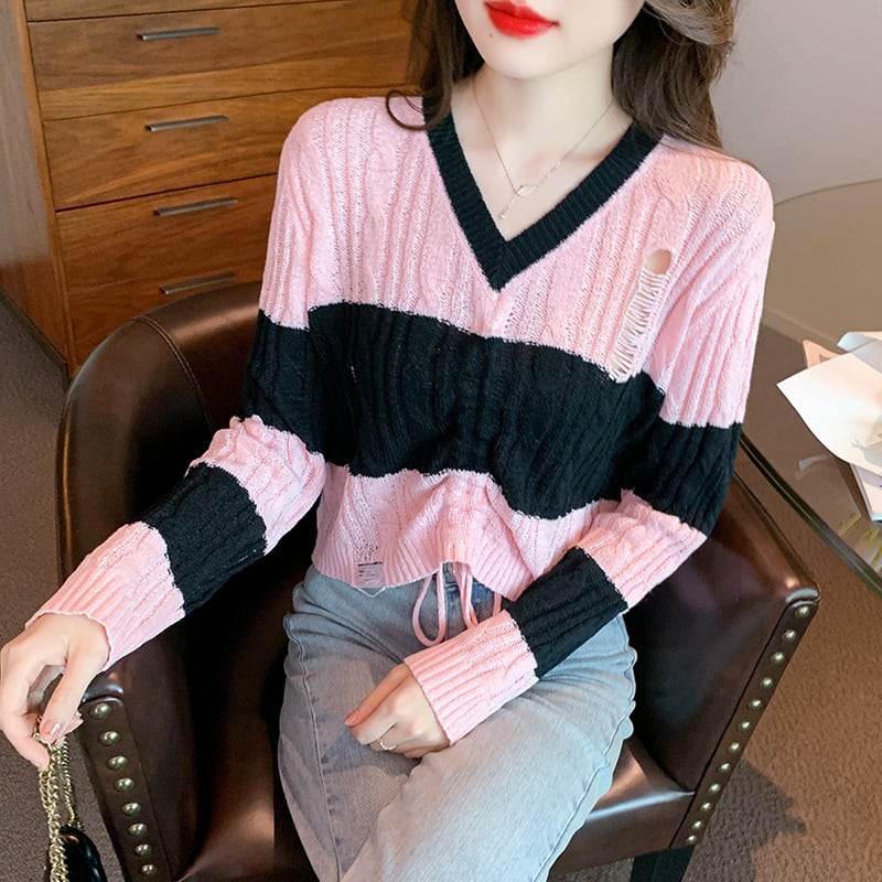 【tops】カットワークニットセーター　M25768