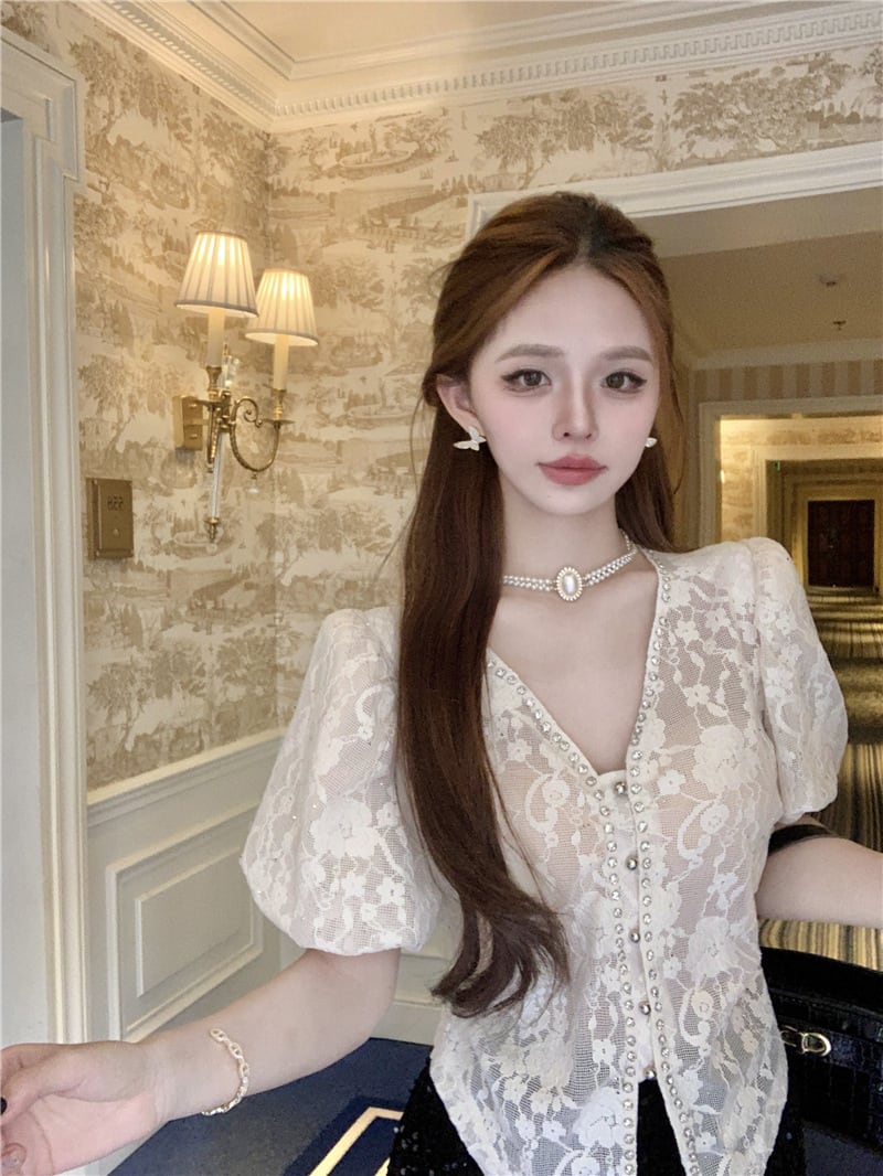 【tops】ダイヤモンドレースブラウスG21549