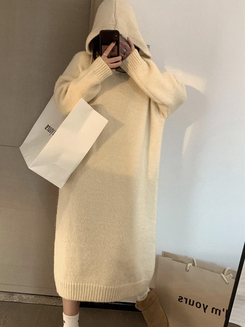 【dress】フード付きニットワンピース　M26317