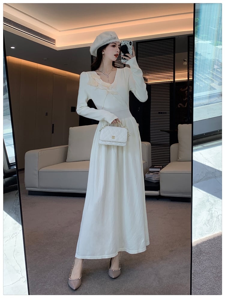 【dress】立体フラワーニットワンピース　M27827