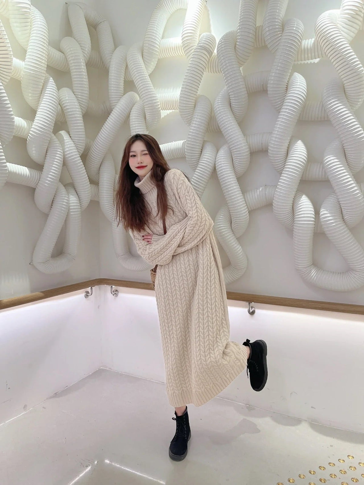 【dress】ハイネックニットワンピース　M25799