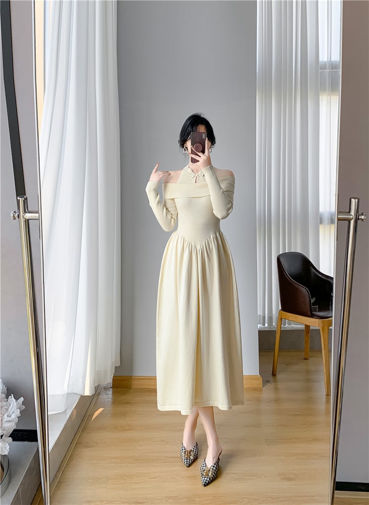 【dress】切り替えニットワンピース　M26174