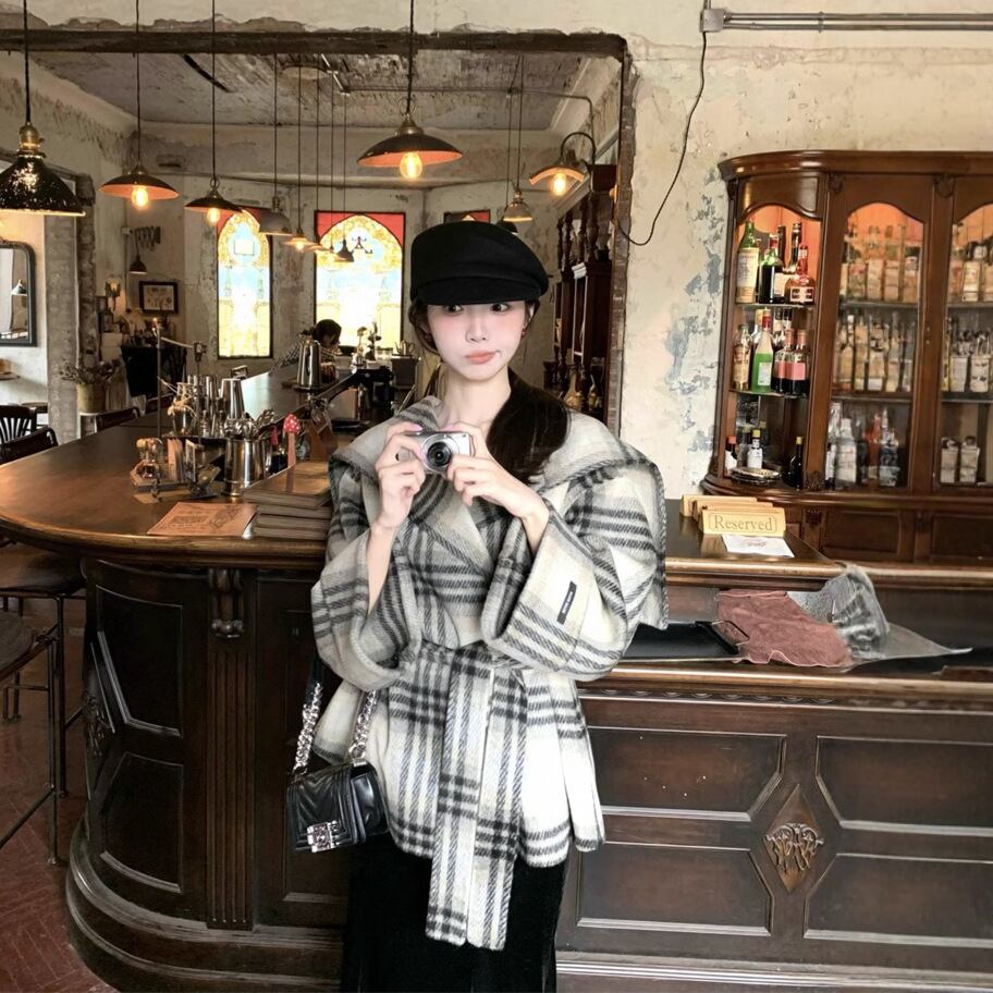 【outer】チェック柄コート　M28389