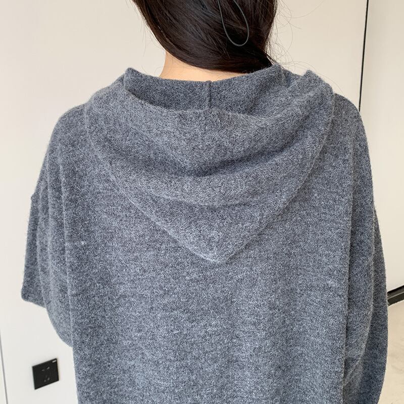 【dress】フード付きロングニットワンピース　N2186