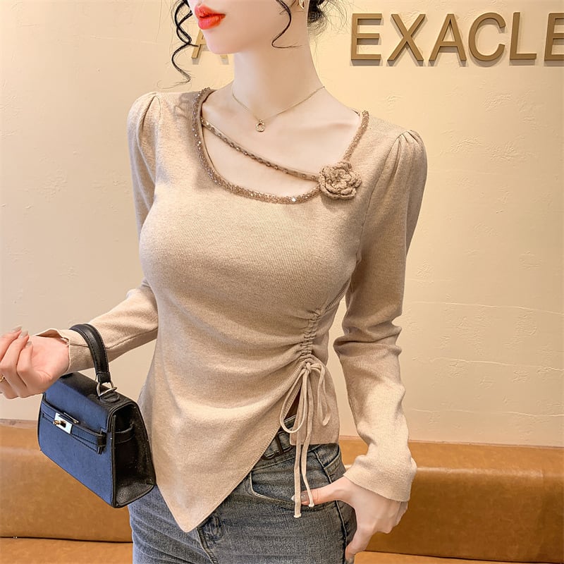 【tops】ビジュー不規則 イレギュラーニットトップス　M28665