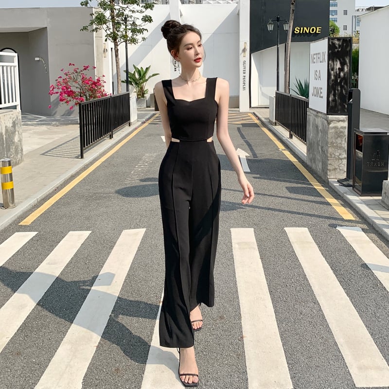 【set】ノースリーブ透かし彫りオールインワンF7263