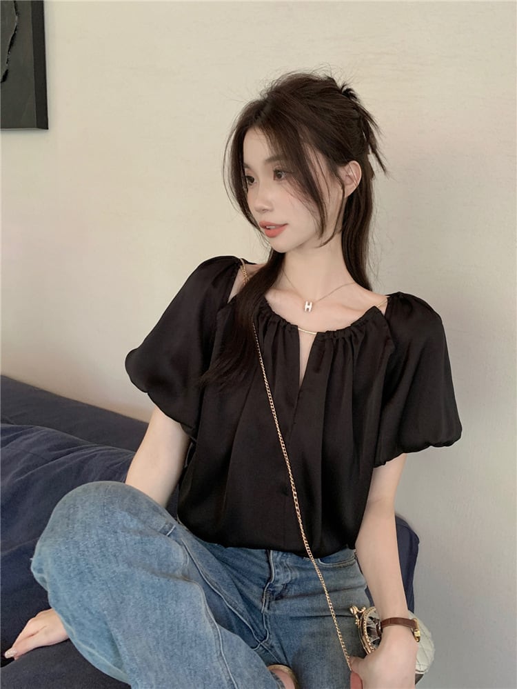 【tops】パフスリーブトップス　M25141