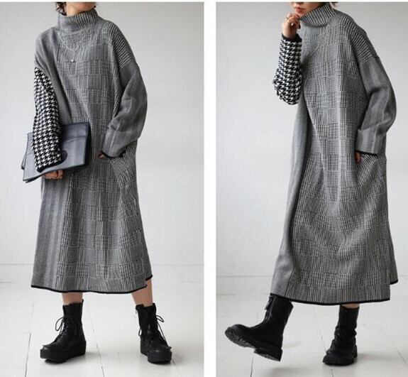 【dress】千鳥格子ニットワンピース　M26753