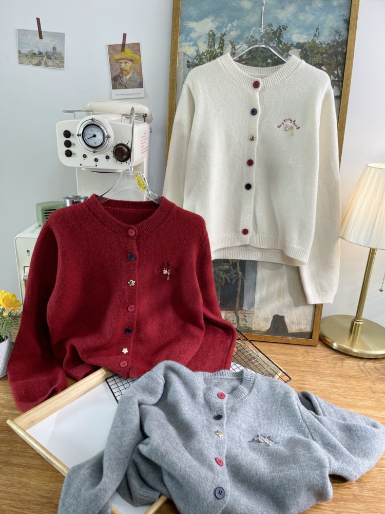 【outer】刺繍ニットカーデ　M28625