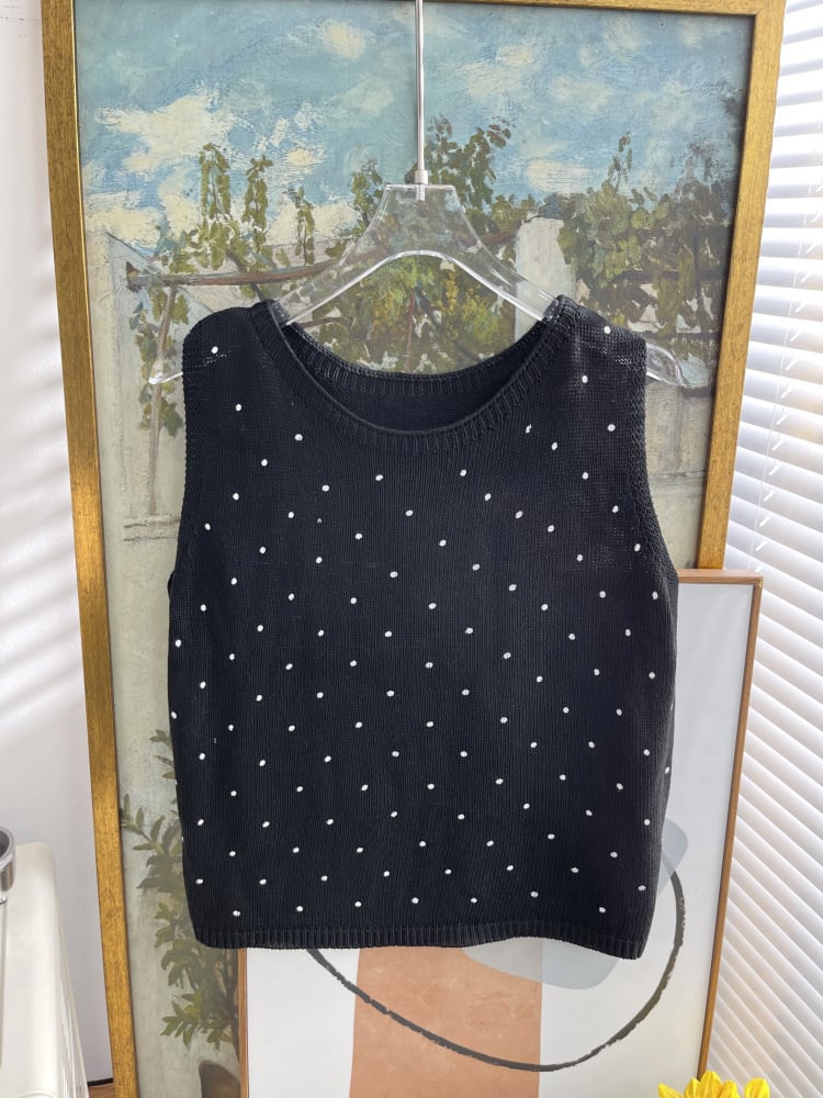【tops】ノースリーブドット柄トップス　M24555