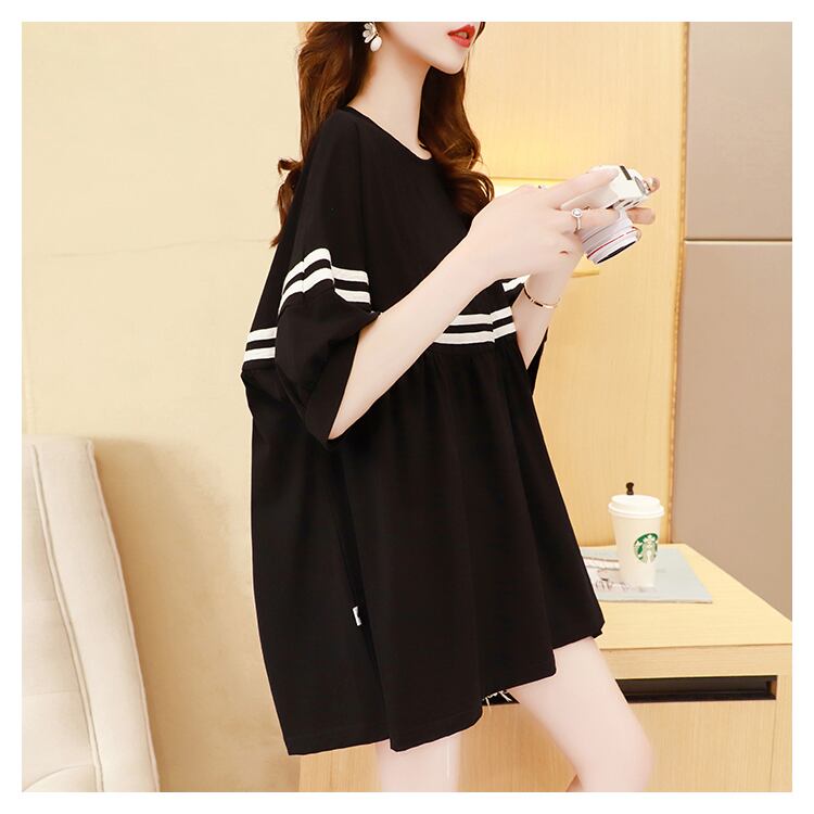 【tops】好感度UPラウンドネック半袖ゆったり着回しファッション配色Tシャツ