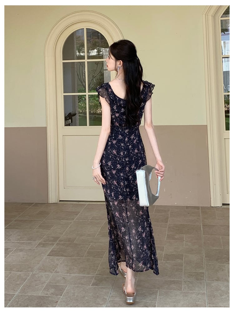 【dress】フリル花柄ワンピース　M25208