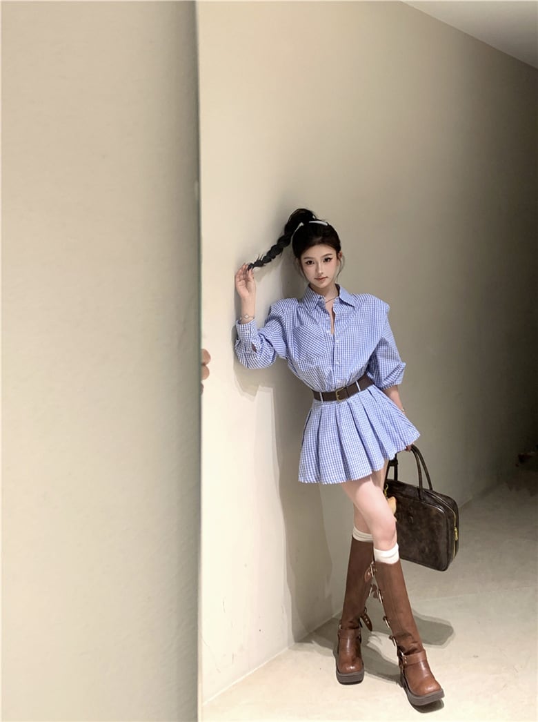【dress】シャツワンピースベルト付き　M29531