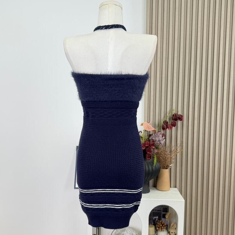 【dress】ホルターネックニットワンピース Q7818