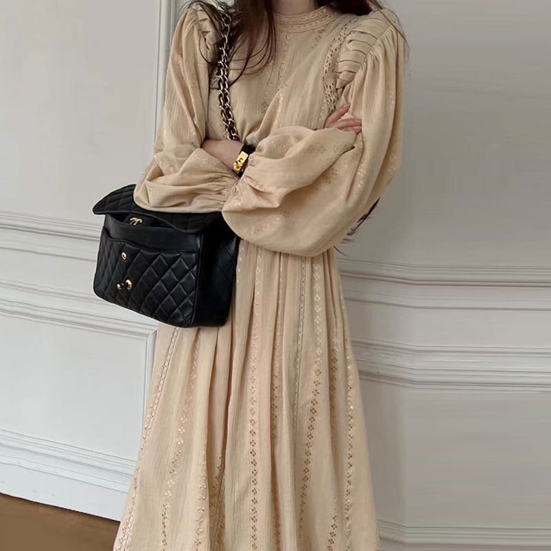 【dress】カットワークレース切り替えワンピース　M29780