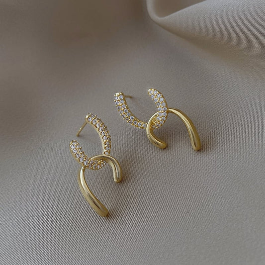 【小物】魅力的 chicエレガントファッションラインストーンピアスアクセサリー